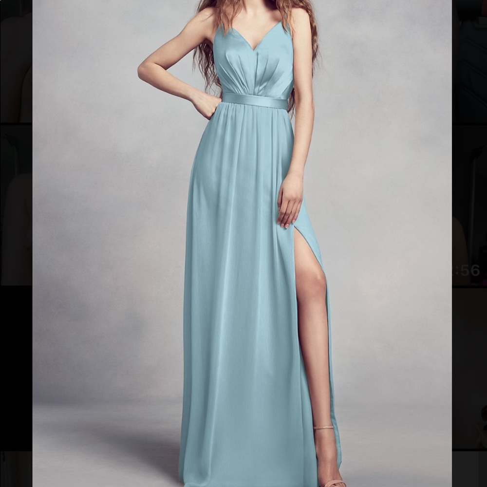 NWT CHARMEUSE AND CHIFFON BRIDESMAID DRESS in SPA